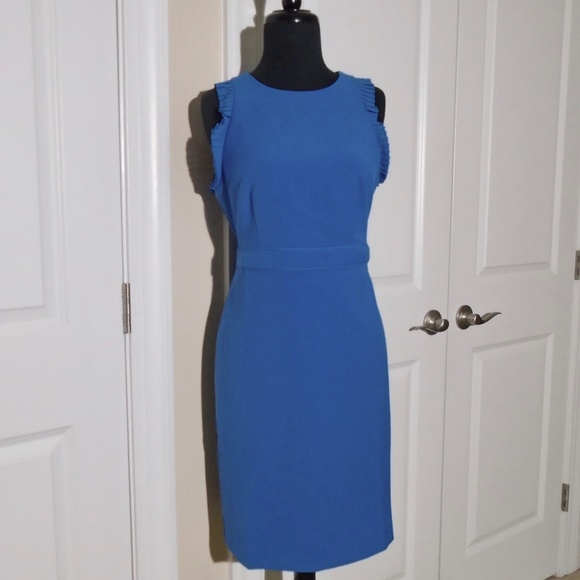 ANN TAYLOR NWT Blue Doubleweave Sheath Dress 6P - Picture 4 of 9
